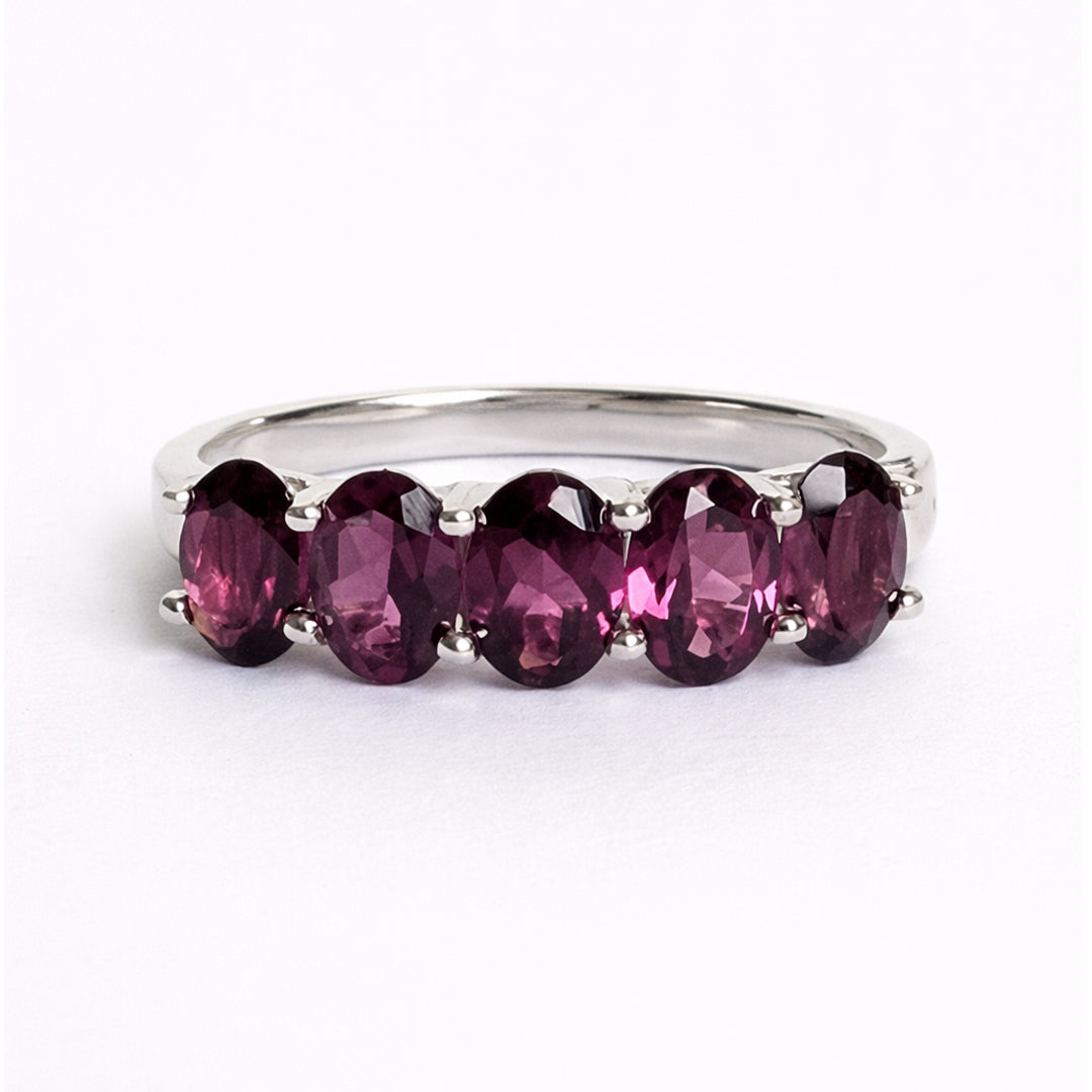 Anillo De Plata .925 Media Churumbela Con Rodolita Corte Oval