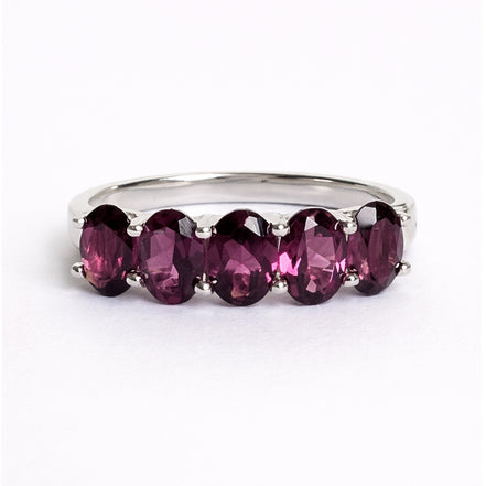 Anillo De Plata .925 Media Churumbela Con Rodolita Corte Oval