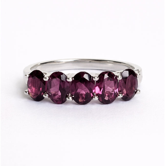 Anillo De Plata .925 Media Churumbela Con Rodolita Corte Oval