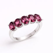 Anillo De Plata .925 Media Churumbela Con Rodolita Corte Oval