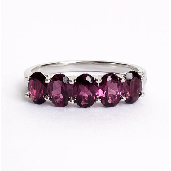 Anillo De Plata .925 Media Churumbela Con Rodolita Corte Oval