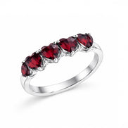 Anillo De Plata .925 Media Churumbela Con Granate Corazón