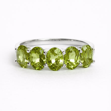 Anillo De Plata .925 Media Churumbela Con Peridoto Oval