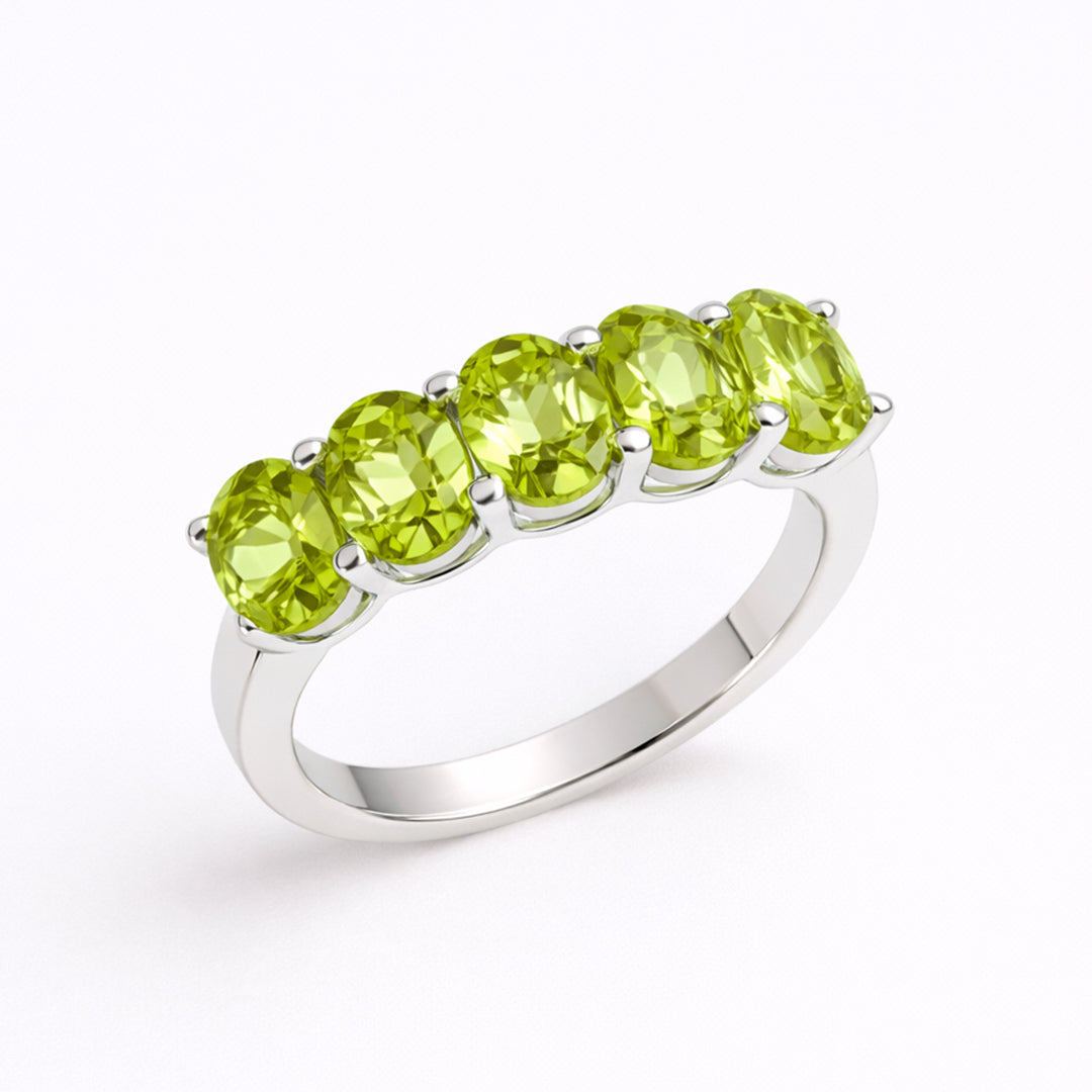 Anillo De Plata .925 Media Churumbela Con Peridoto Oval