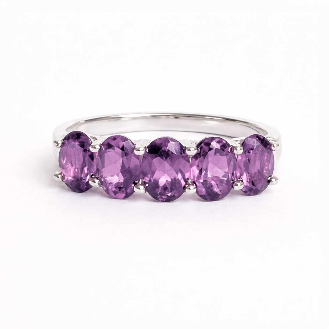 Anillo De Plata 925 Media Churumbela Con Amatista