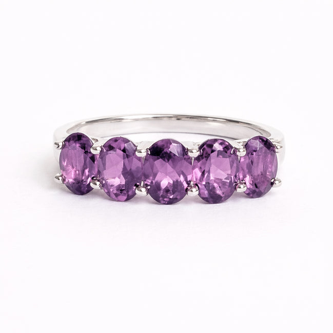 Anillo De Plata 925 Media Churumbela Con Amatista