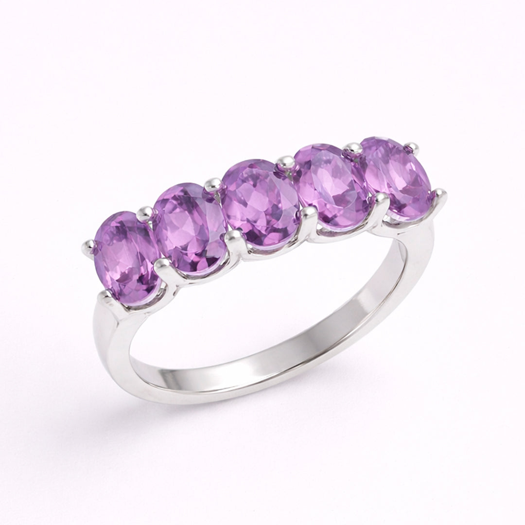 Anillo De Plata 925 Media Churumbela Con Amatista