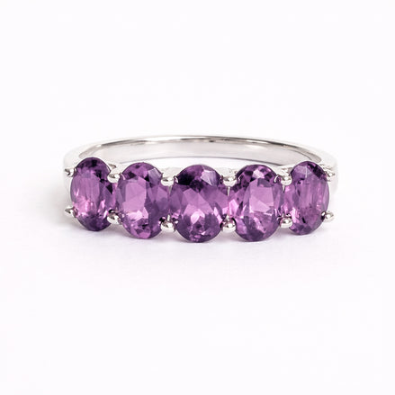 Anillo De Plata .925 Media Churumbela Con Amatista