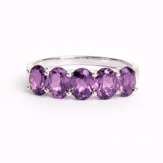 Anillo De Plata .925 Media Churumbela Con Amatista