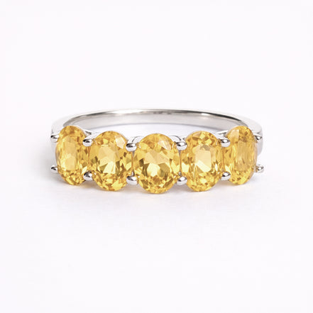 Anillo De Plata .925 Media Churumbela Con Citrino Oval