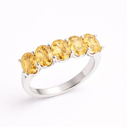 Anillo De Plata .925 Media Churumbela Con Citrino Oval