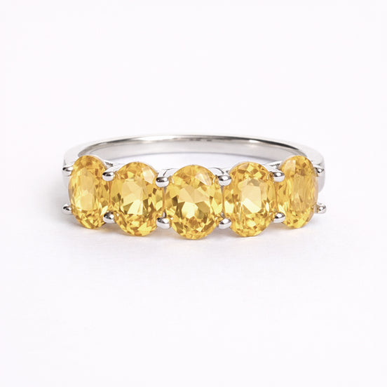Anillo De Plata .925 Media Churumbela Con Citrino Oval