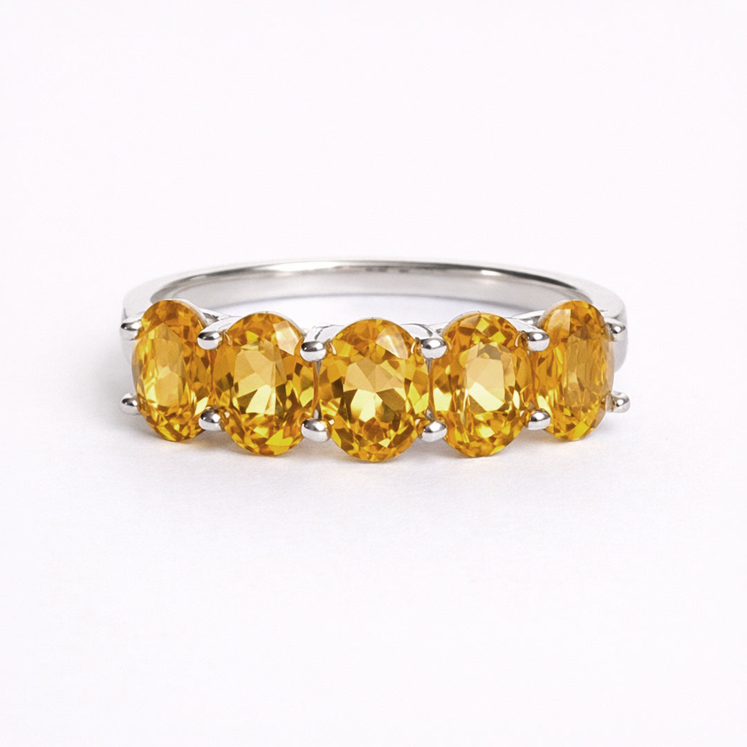 Anillo De Plata .925 Media Churumbela Con Citrino Golden Corte Oval