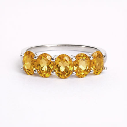 Anillo De Plata .925 Media Churumbela Con Citrino Golden Corte Oval