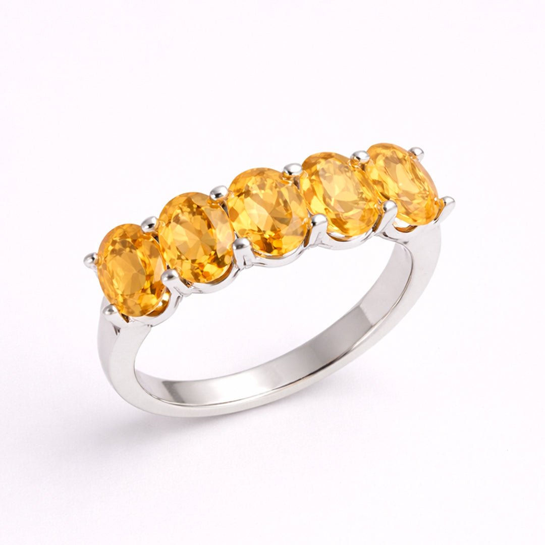 Anillo De Plata .925 Media Churumbela Con Citrino Golden Corte Oval