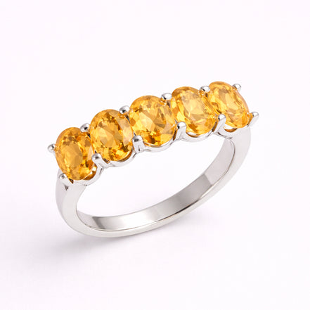 Anillo De Plata .925 Media Churumbela Con Citrino Golden Corte Oval