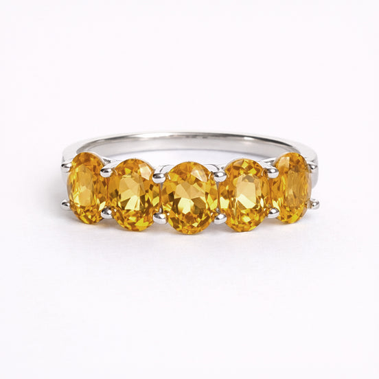 Anillo De Plata .925 Media Churumbela Con Citrino Golden Corte Oval