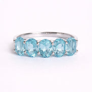 Anillo De Plata .925 Media Churumbela Con Topacio Azul Oval