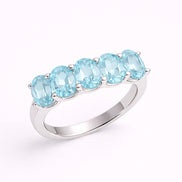 Anillo De Plata .925 Media Churumbela Con Topacio Azul Oval