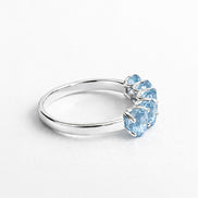Anillo De Plata .925 Media Churumbela Con Topacio Azul Oval