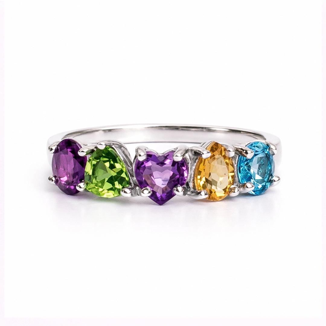 Anillo De Plata .925 Media Churumbela Multicolor
