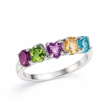Anillo De Plata .925 Media Churumbela Multicolor