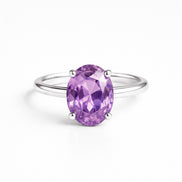 Anillo De Plata .925 Solitario Con Amatista Oval
