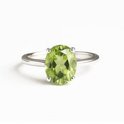 Anillo De Plata 925 Solitario Con Peridoto Oval