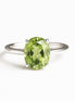 Anillo De Plata 925 Solitario Con Peridoto Oval