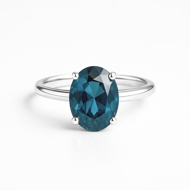 Anillo De Plata .925 Solitario Con Topacio London