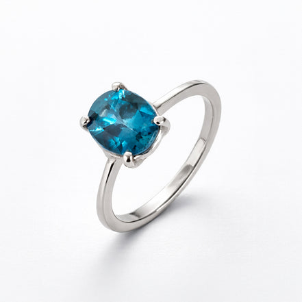 Anillo De Plata .925 Solitario Con Topacio London