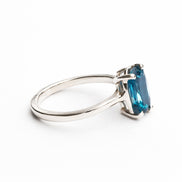 Anillo De Plata .925 Solitario Con Topacio London