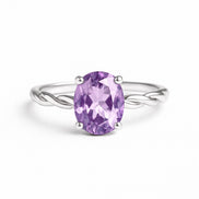 Anillo De Plata .925 Torzal Con Amatista
