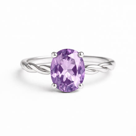 Anillo De Plata .925 Torzal Con Amatista
