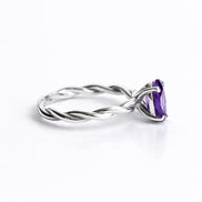 Anillo De Plata .925 Torzal Con Amatista