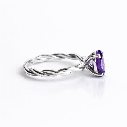Anillo De Plata .925 Torzal Con Amatista