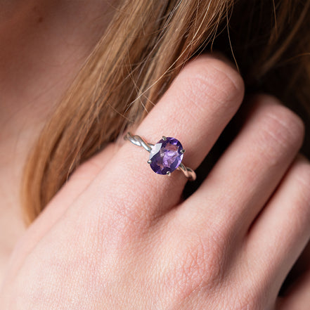 Anillo De Plata .925 Torzal Con Amatista