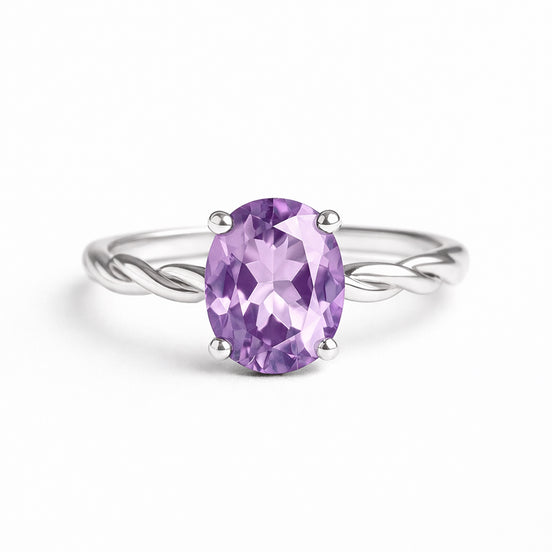 Anillo De Plata .925 Torzal Con Amatista