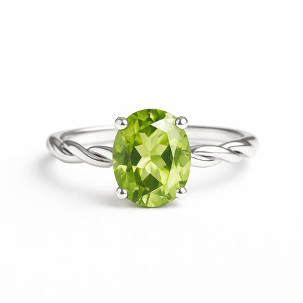 Anillo De Plata .925 Torzal Con Peridoto