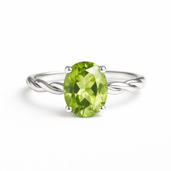 Anillo De Plata .925 Torzal Con Peridoto