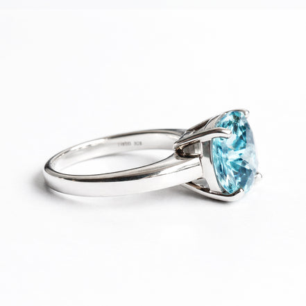 Anillo De Plata .925 Con Topacio Azul Cushion