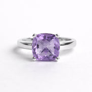 Anillo De Plata .925 Con Amatista Cushion
