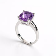 Anillo De Plata .925 Con Amatista Cushion