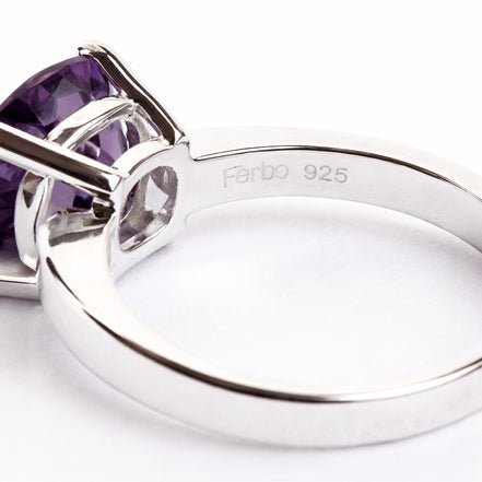 Anillo De Plata .925 Con Amatista Cushion