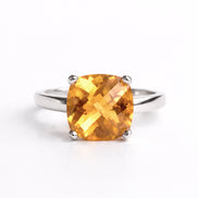 Anillo De Plata .925 Con Citrino Cushion