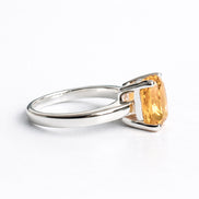 Anillo De Plata .925 Con Citrino Cushion