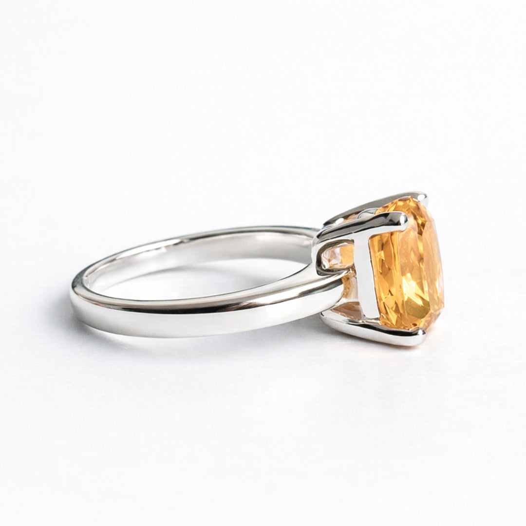 Anillo De Plata .925 Con Citrino Cushion