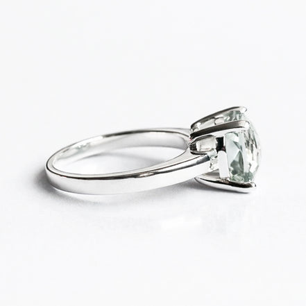 Anillo De Plata .925 Con Amatista Verde Cushion
