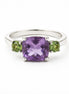 Anillo De Plata .925 Triada Con Amatista Y Peridoto