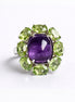 Anillo De Plata .925 De Cóctel Con Amatista Y Peridoto